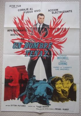 Unstoppable Man (1961) Cameron Mitchell  Film Poster - Argentinian