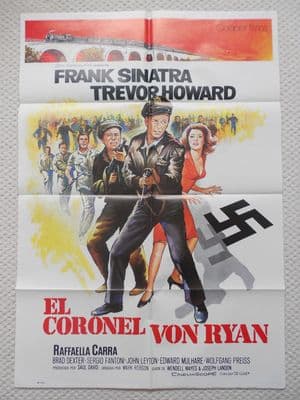 Von Ryans Express, Original Spanish Poster, Frank Sinatra, Nazi Swastika, '65