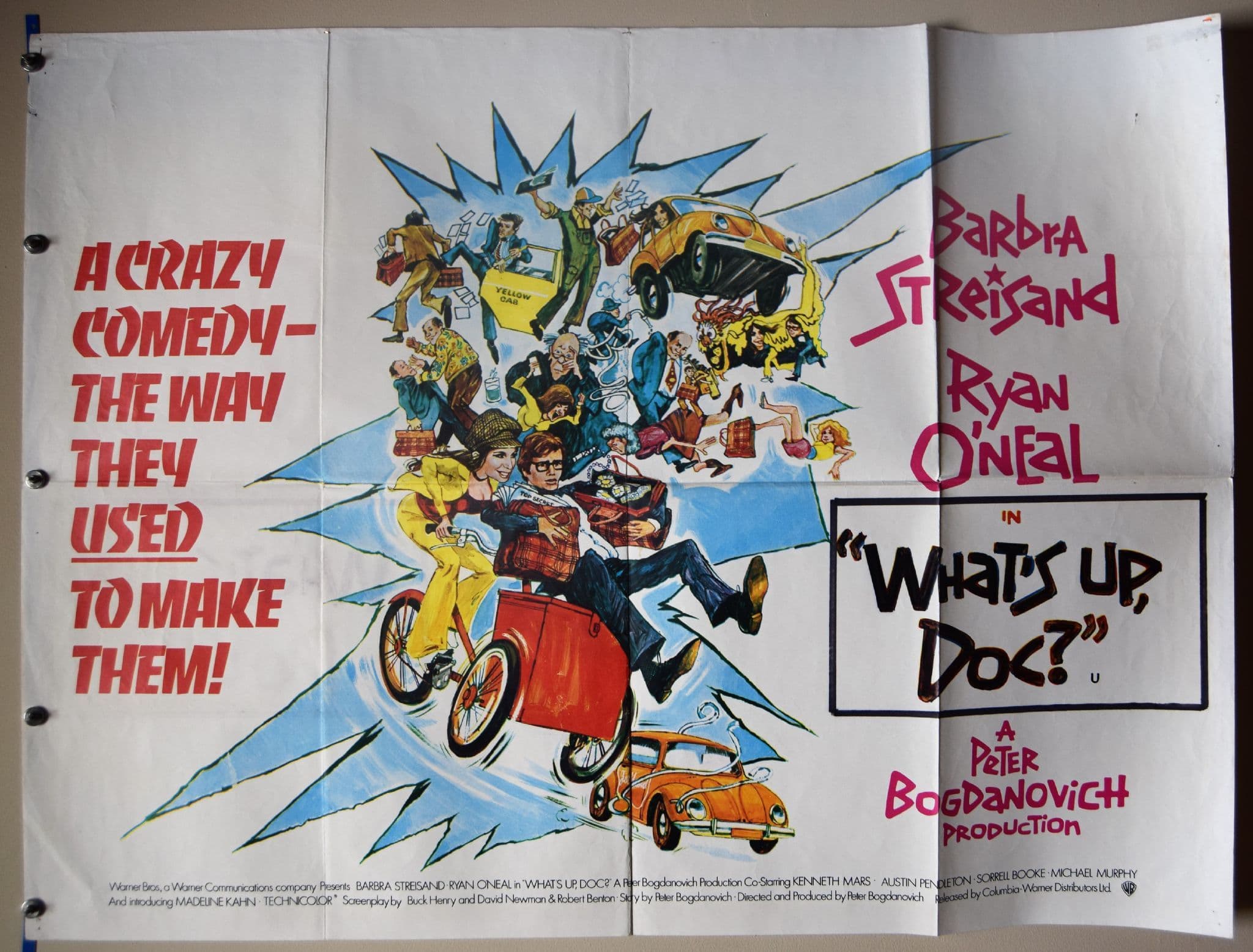 Whats Up Doc 1972 Film Poster Barbara Streisand Ryan O Neal - UK Quad