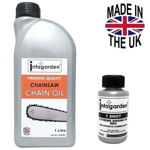 1 LITRE, 1L, CHAINSAW CHAIN OIL + ONE SHOT, 2 STROKE OIL, 100ml, 50:1 ( SPECIAL PACK )