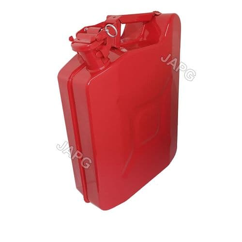 10 Litre, 10L Red Painted Steel Jerry Fuel Petrol Can, Mower, Ride On Tractor, Engine, Generator