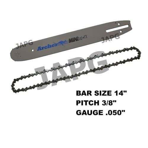 14" Bar & Chain Set, Partner P340S, 350, 351, 352, 370, 371, 382, 390 Chainsaw Parts