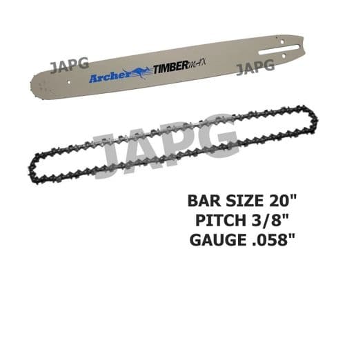 20" Bar & Chain Set, Husqvarna 65, 77, 162, 163, 180, 185CD, 280, 285CD Chainsaw Part ARCHER