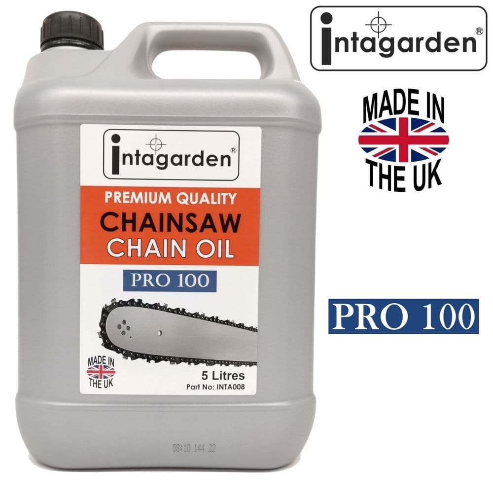 5 LITRE, 5L, CHAINSAW CHAIN OIL, INTAGARDEN PRO 100, ISO100, INTA008