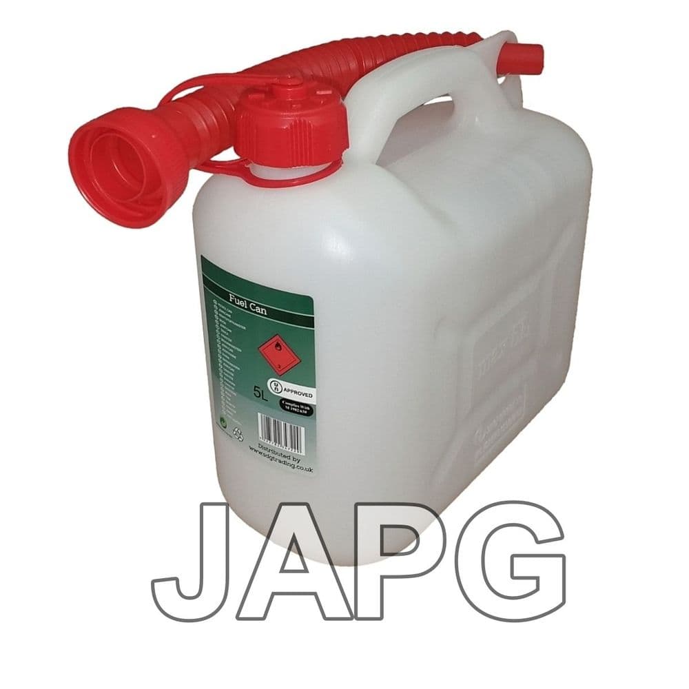 5 Litre, 5L Clear Fuel Petrol Can Jerry, Mower, Strimmer, Chainsaw, Blower, Tiller, Generator