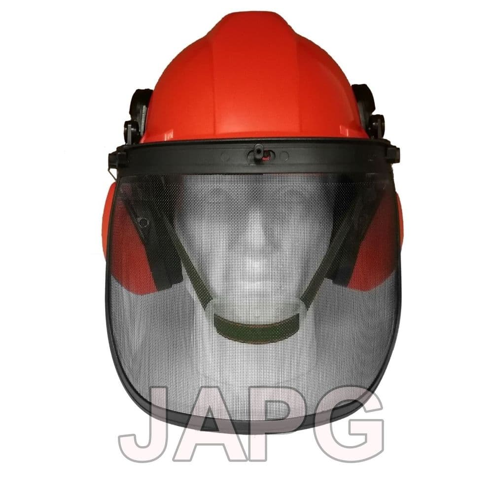 Chainsaw Safety Helmet with Ear Defenders Muffs and Steel Mesh Face Visor