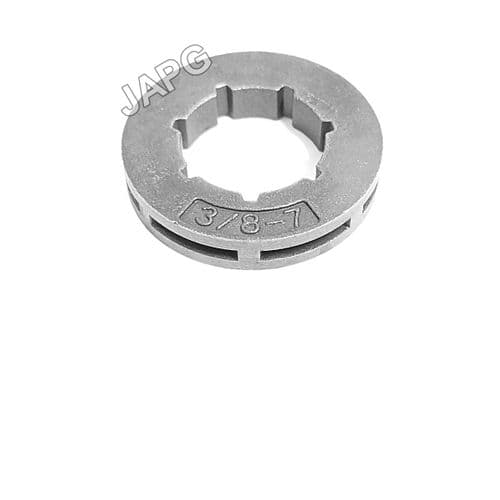 Chainsaw Sprocket Rim, 3/8" x 7 Tooth, Small 7 Spline, SM7, Oregon 18720, Carlton SRA27, GB GBA7S7