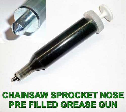 Pre-Filled and Refillable Small Grease Gun for Chainsaw Sprocket Nose's / Bars, Part