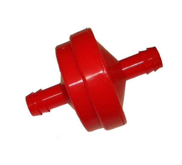 Red In Line Fuel Petrol filter, 150 Micron, For Briggs & Stratton Ride On Mower Engines, Part 298090s, 298090, 395018.