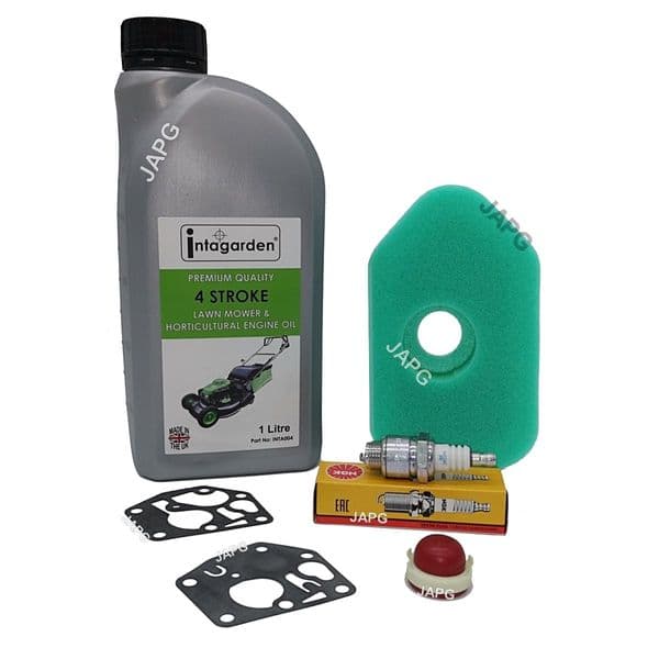 Service Kit, Briggs & Stratton, Classic 35, Oil, Air Filter, Spark Plug, Carb Diaphragm, Primer Bulb