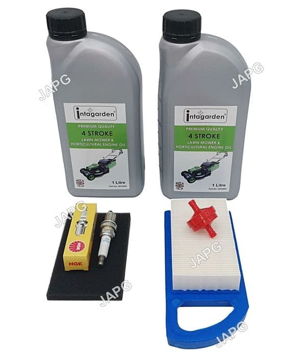 Service Kit For Webb WE12530, WE12530H Ride On Mowers Air Filter, Fuel Filter, Oil, Spark Plug