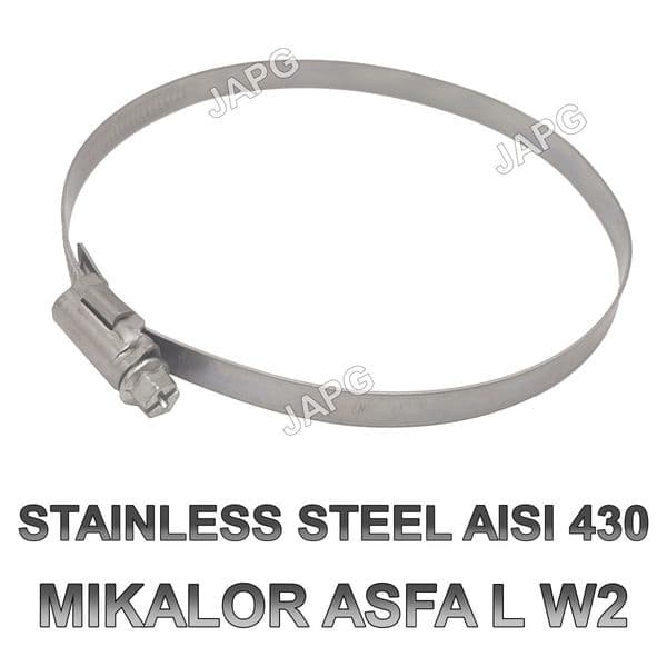 STAINLESS STEEL 130MM-150MM HOSE CLAMP, HOSE CLIP, JUBILEE CLIP, MIKALOR 130-150, WORM DRIVE