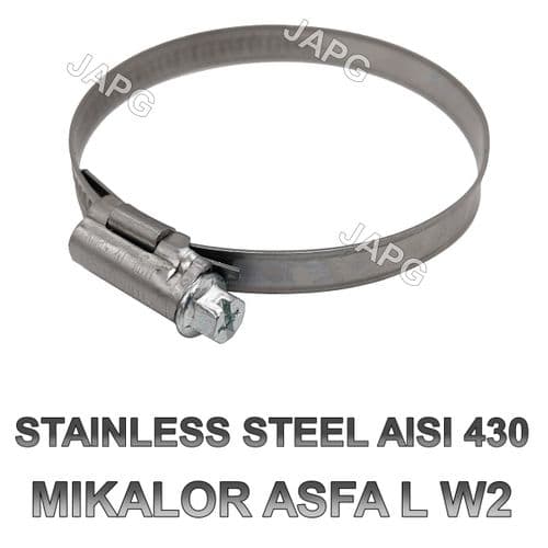 STAINLESS STEEL 50MM-70MM HOSE CLAMP, HOSE CLIP, JUBILEE CLIP, MIKALOR 50-70, WORM DRIVE