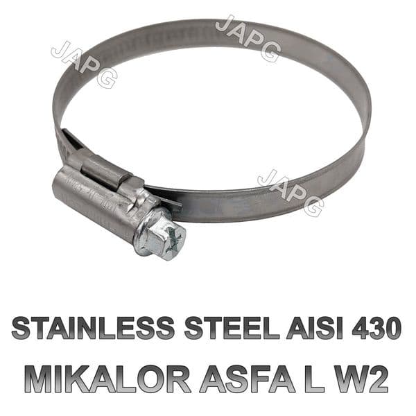 STAINLESS STEEL 60MM-80MM HOSE CLAMP, HOSE CLIP, JUBILEE CLIP, MIKALOR 60-80, WORM DRIVE