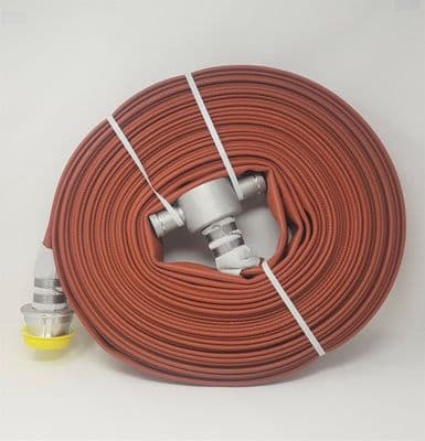 30m X 45mm Type 3  Red Fire Layflat Hose with  (2 ½") M/F Instantaneous Coupling