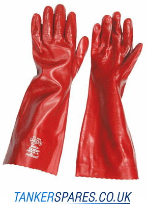 One Pair Red PVC Gauntlets 18
