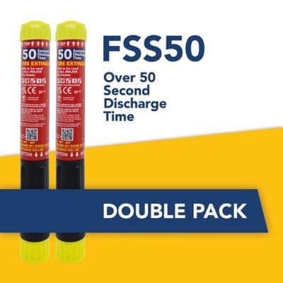 Twin Pack Fire Safety Stick Hand Held Fire Extinguisher FSS50  50 Seconds of Discharge