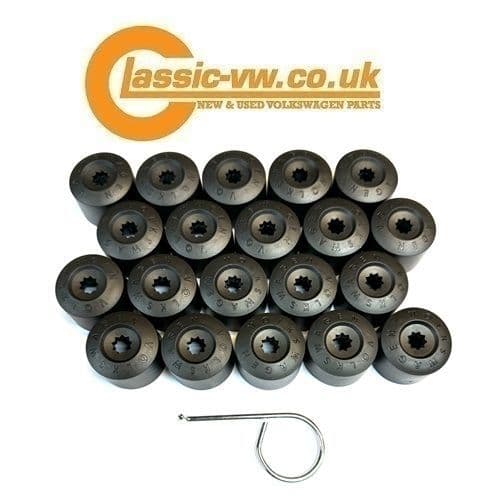 Black Wheel Nut Cover Set, Late Style