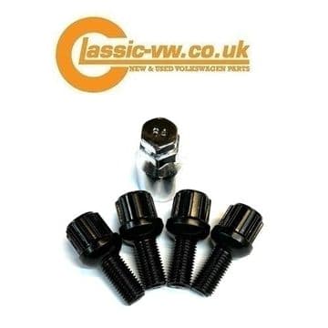 Locking Wheel Bolt Kit, Radius Seat M12x1.5 Black