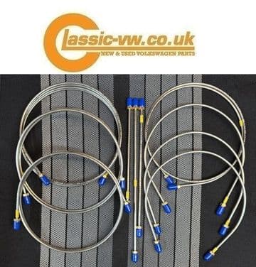 Mk1 Golf 10pc Brake Line Kit, Jetta, Cabrio (Stainless Steel)