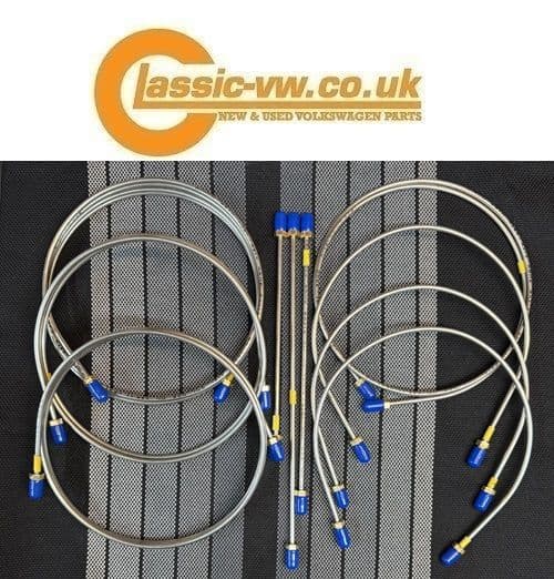 Mk1 Golf 10pc Brake Line Kit, Jetta, Cabrio (Stainless Steel)