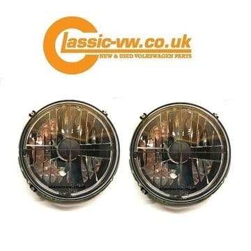 Mk1 Golf Headlight Set Crystal Cross Hair (RHD) Caddy, Cabrio