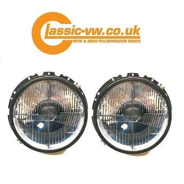 Mk1 Golf Headlight Set Smoked Cross Hair , (LHD) Caddy, Cabrio