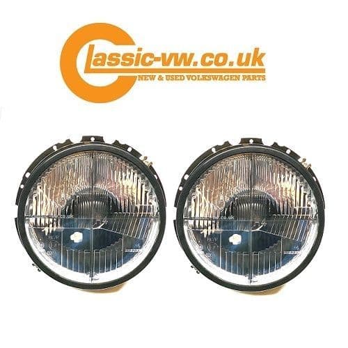Mk1 Golf Headlight Set Smoked Cross Hair , (LHD) Caddy, Cabrio