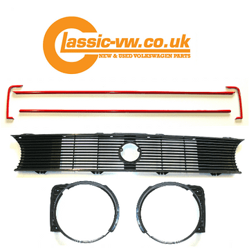 Mk1 Golf Single Lamp Grille Set With Red GTI Trim