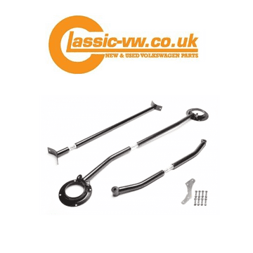 Mk2 Golf Front & Rear Strut Brace Kit. Black, Corrado
