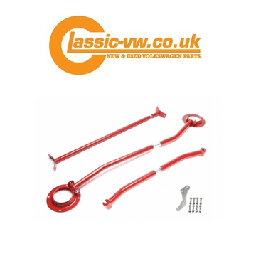 Mk2 Golf Front & Rear Strut Brace Kit. Red, Corrado