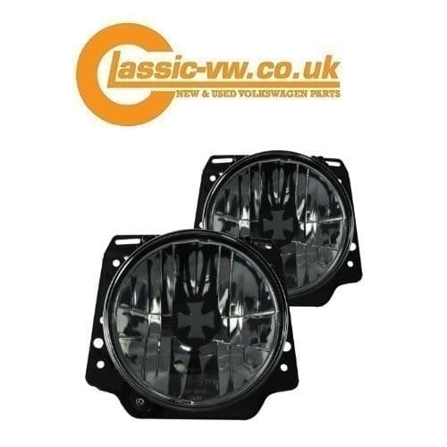 Mk2 Golf Headlight Set Crystal Smoked Iron Cross 191941753ICS LHD