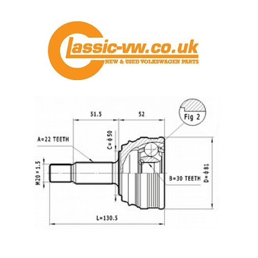 Outer CV Joint Kit 90mm Shafts 171498099 Mk1 Golf Scirocco