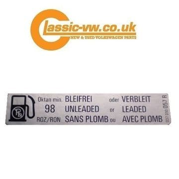 Unleaded Fuel Decal 98 Ron 037010057R Mk1/2 Golf, Jetta, Corrado, Scirocco