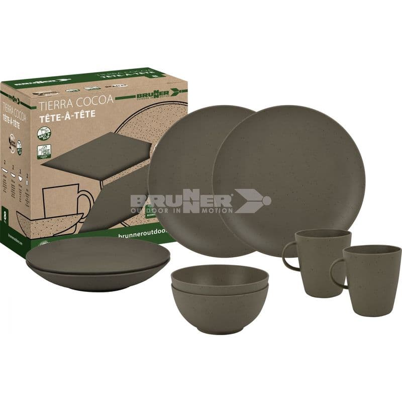 Brunner PLA Tierra Cocoa Tableware Set | Eco Friendly Campervan & Camping Dining Set