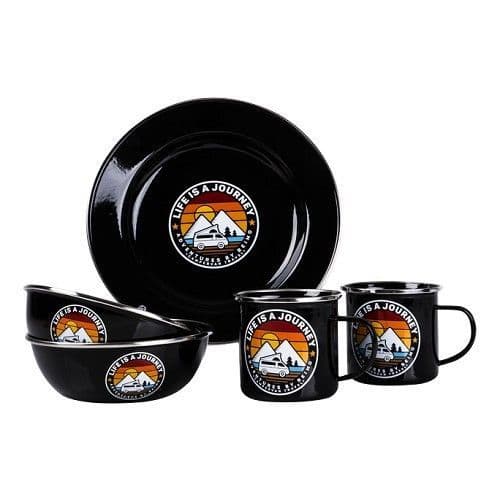 Reimo Life is a Journey 2 Person Enamel Tableware Set
