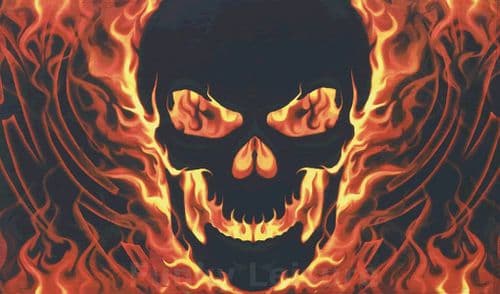 Skull with Fire Flag
