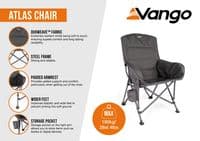 Vango Atlas Camping Chair | Padded Folding Campervan Chair with Armrests