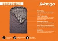 Vango Aurora Kingsize Double Sleeping Bag | 3 Season Campervan & Camping Sleeping Bag