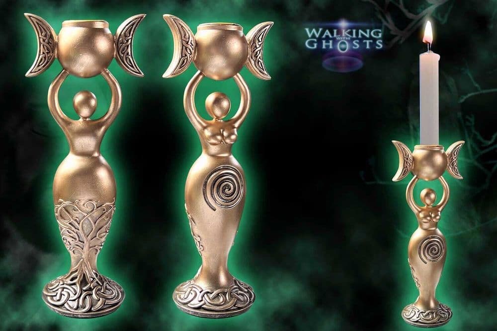 Triple Moon Goddess Candle Stick Wiccan Witchcraft Alter Pagan