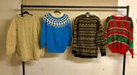 16 x Vintage Mens Jumpers Fisherman Fairisle Christmas Retro indie Cardigan Sweater Unisex Job Lot 70's