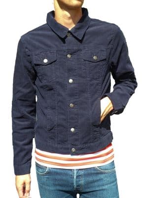 Anderson - Short Corduroy Slim Jacket - Navy Blue Cord