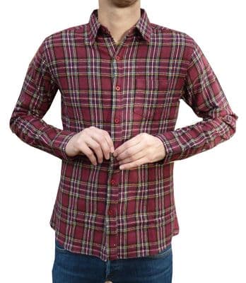 Bearsville - Plaid FLANNEL SHIRT Lumberjack Checkered - Burgundy Red