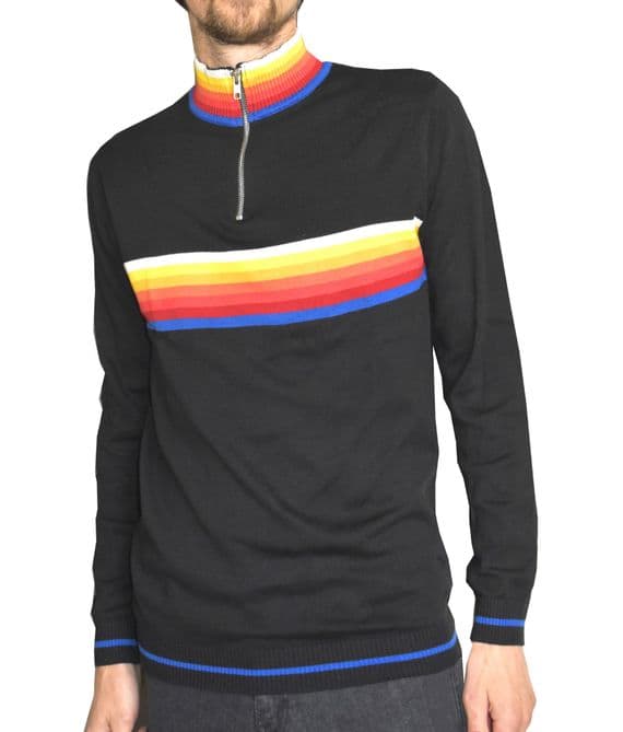 Men's Black Rainbow Cycling Jersey | FuzzDandy