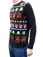 Men's Black Santa Christmas Fairisle Jumper | FuzzDandy