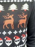 Men's Black Santa Christmas Fairisle Jumper | FuzzDandy