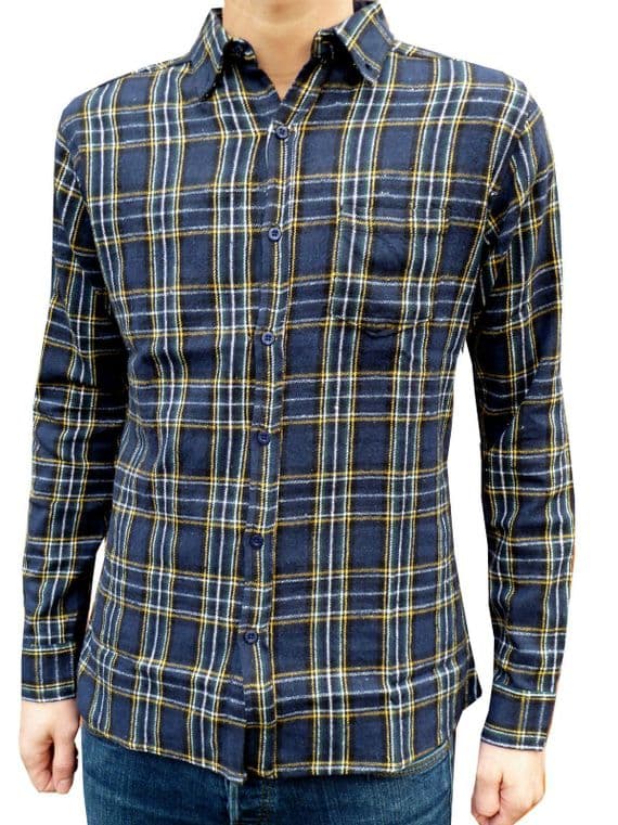 Men's Retro Blue Plaid Flannel Lumberjack Shirt | FuzzDandy