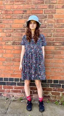 Boogie Bones Run and Fly Floral Dress - Halloween Skeletons and Flowers - Black