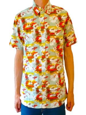 Brian - Hawaiian Short Sleeved Shirt - Red / Brown