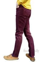 Men's Burgundy Corduroy Straight Leg Trousers | FuzzDandy